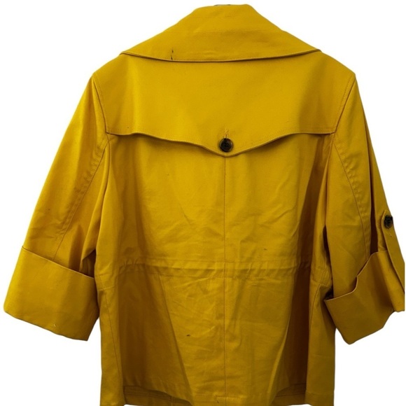 Anne Klein Bright Yellow Waist Length Trench Coat Size Large - Picture 3 of 5